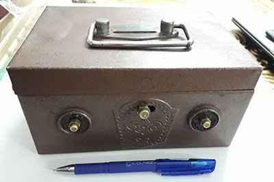 Old encrypted metal safe-oiu