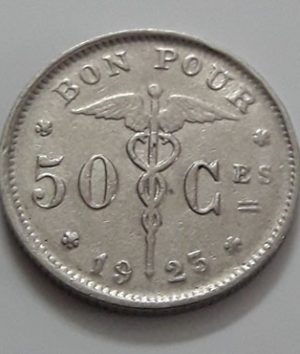 Foreign coin of the beautiful design of Belgium in 1925-qla