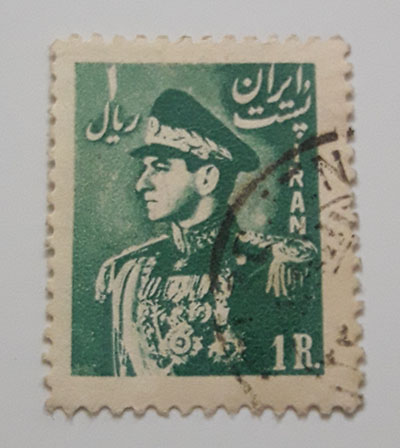 Iranian stamp 1 Rial Mohammad Reza Shah Pahlavi-eir