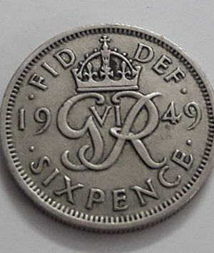 Foreign currency 6 pence British King George VI in 1949-xpx