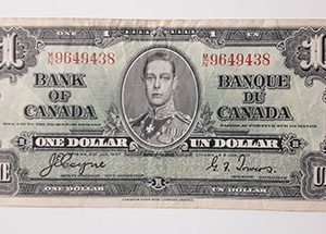 One dollar banknote from Canada, the colony of King George VI, extremely rare and valuable, unique in Iran, 1937-ziz