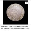 Foreign museum silver coin of Hungary, extremely rare and valuable, 1590-aso