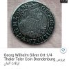 George Wilhelm Museum Foreign Silver Coin Germany State 1662 Unique in Iran-tst