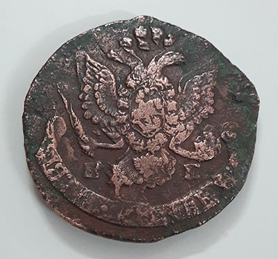 Large size copper collectible foreign coin of Russia in 1787-lks