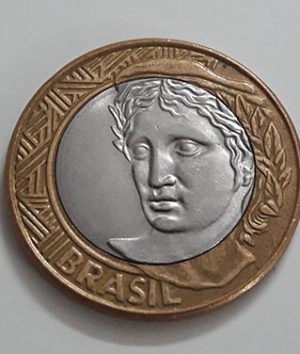 Foreign bimetallic coin of Brazil in 2008-qee