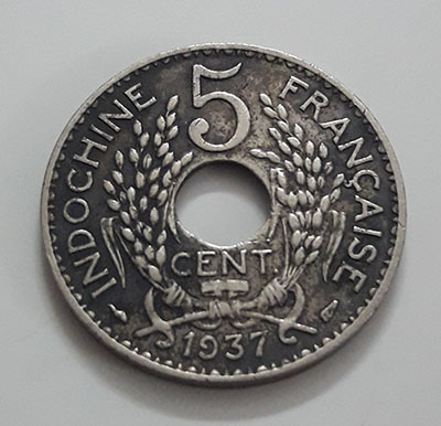 Extremely rare and valuable foreign coin of India and China, French colony of 1937-vtv
