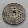 Foreign coin of the beautiful design of Belgium in 1938-tnn
