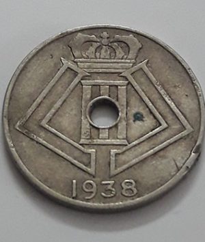 Foreign coin of the beautiful design of Belgium in 1938-tnn