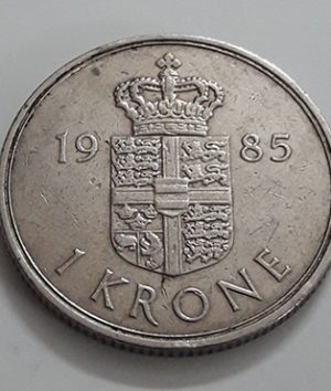 Foreign coin of the beautiful design of Denmark in 1985-plo