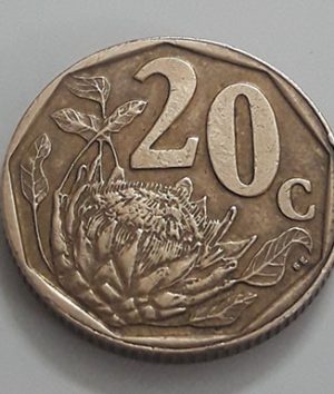 Foreign coin, beautiful flower design of South Africa in 1992-aff