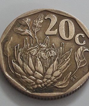 Foreign coin, beautiful flower design of South Africa in 1992-agg