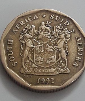 Foreign coin, beautiful flower design of South Africa in 1992-aga