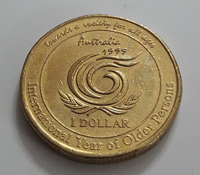 Old Australian one-dollar commemorative foreign coin, 1999-dfg
