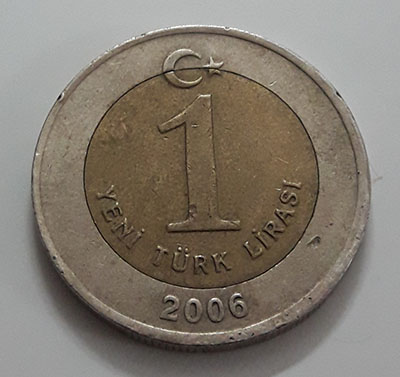 Foreign bimetallic coin of Turkey in 2006-rcr