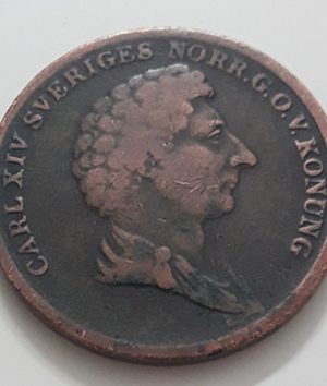 Magnificent and valuable foreign collectible coin of Sweden in 1837, large size (Unit 2 Skilling Van Co)-ann