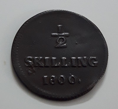 Collectible foreign coins 1/2 skilling from Sweden in 1800 with excellent quality-gll