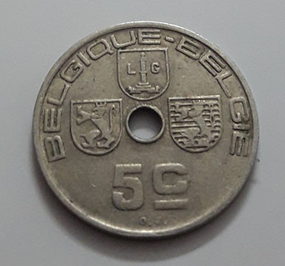 Collectible foreign coin, beautiful and rare design, Belgium, unit 5, 1938-gjg
