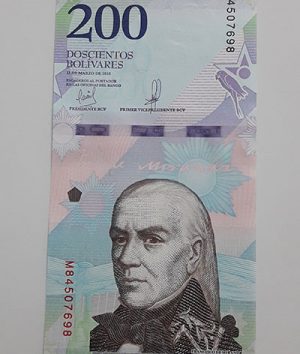 Collectible foreign banknote of the new type of Venezuela, unit 200, 2018-ato