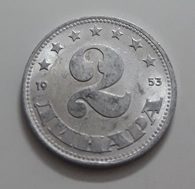 Collectible foreign currency 2 dinar Yugoslavia 1953-ayj