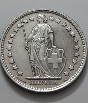 Foreign currency collectible silver 1/2 Swiss franc 1957-auh