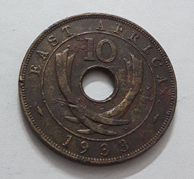 Rare Collectible Foreign Coins Country East Africa Britain Unit 10 of King George V 1933-kaj