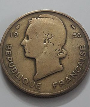 Extraordinarily rare collectible foreign coin of West Africa, France, 25 francs, 1956-ppa