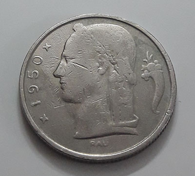 Collectible foreign coins of Belgium in 1950-rrg