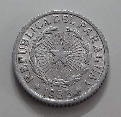 Collectible foreign coin, rare design, 1 peso, Paraguay, 1938-ihi