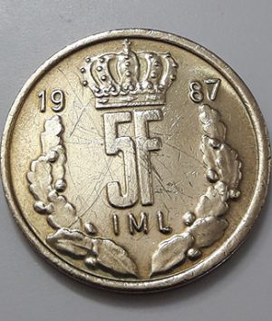 Collectible foreign coin of Luxembourg, unit 5, 1987-bll