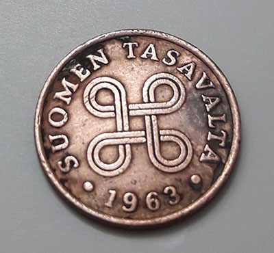 Collectible foreign coin of Finland, unit 1, 1963-fii