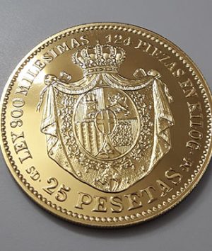 Collectible foreign silver commemorative coin of Spain with gold water coating and beautiful and eye-catching profile quality-ege