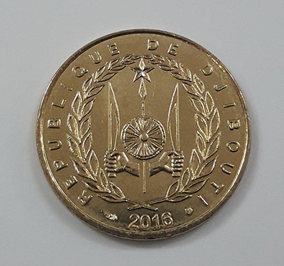 A very rare and beautiful foreign coin of the country of Djibouti, unit 10 of 2016-oiu