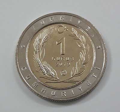 Foreign collectible commemorative coin of two birds of Turkey in 2019 (middle part of rice coin and nickel coin round)-jzj