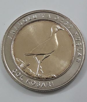 Foreign collectible commemorative coin of two birds of Turkey in 2019 (middle part of rice coin and nickel coin round)-zww