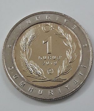 Foreign collectible commemorative coin of two birds of Turkey in 2019 (middle part of rice coin and nickel coin round)-wzw