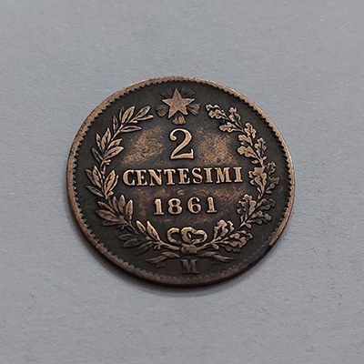Foreign coin of the country of Italy, a rare small size unit of 1861 bbsare