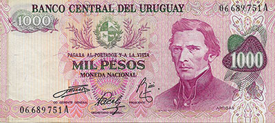 Foreign banknote of Uruguay, unit 1000 rrr