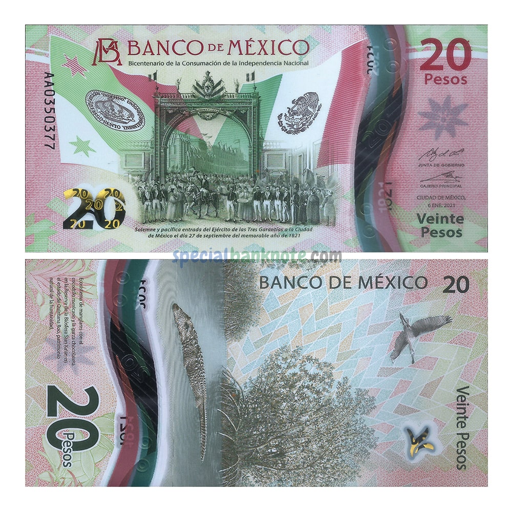 Foreign polymer banknote of Mexico, bank quality trtr