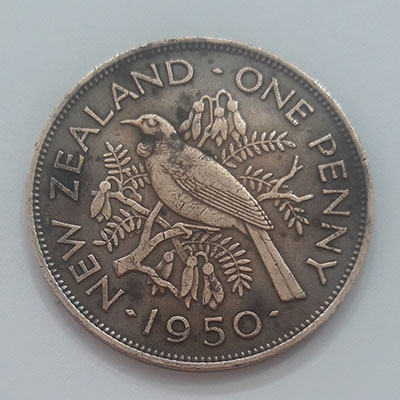 Rare New Zealand King George VI 1950 foreign cointrt