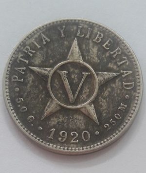 Collectable foreign coin of Cuba in 1920 rr5