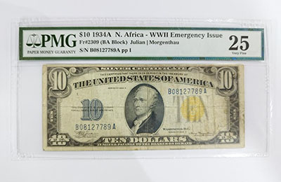 Graded 10 dollar banknote of American colonies in Africa, extremely rare and never seen in Iran 445