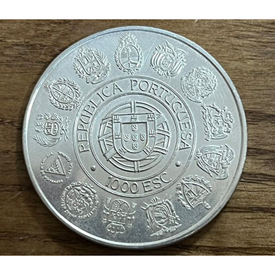 Portugal commemorative silver coin of 1994, weight 28 grams, diameter 40 mm 53q5
