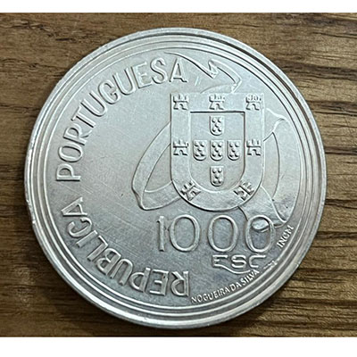 Portugal commemorative silver coin of 1994, weight 28 grams, diameter 40 mm yy5