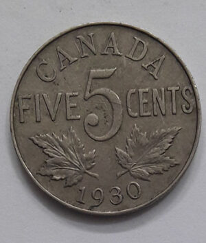 Very beautiful and rare 5-cent Canada King George V coin r656