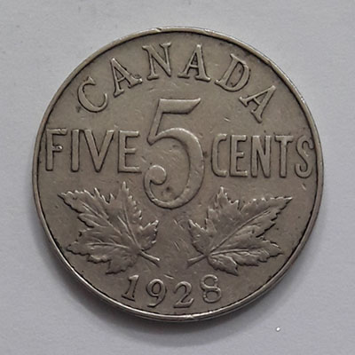 Very beautiful and rare 5-cent Canada King George V coin tet
